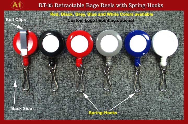 RT-05 Retractable Name Badge Reels with Spring Hooks for Badge holders or Badge
clips