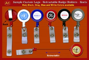 RT-01 Sample 2- Custom domed-Logo Retractable Badge Holders - Reels with Plastic Straps for