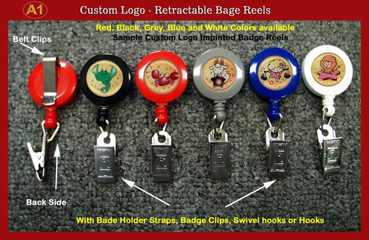Custom Logo Retractable Reels with Badge Clips for Name Badge holders or ID Card
Holders