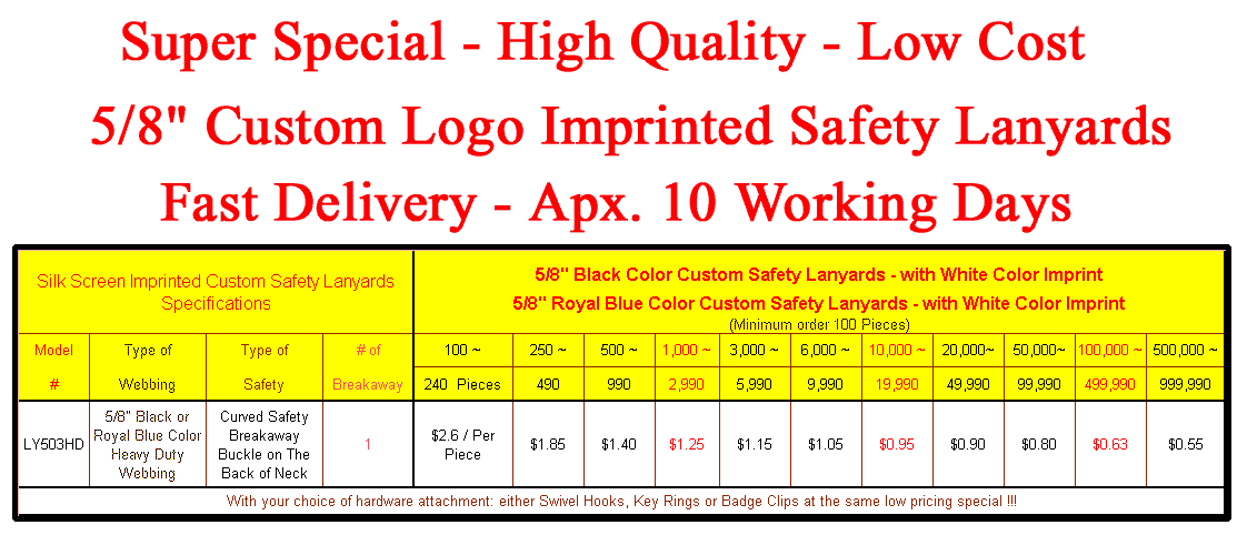 Custom Lanyards, Safety Lanyards, Custom Safety Lanyards