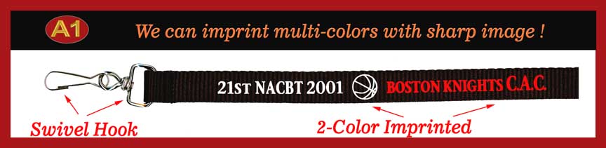 A1 LY-404HD Custom 2-Color Logo lanyard - Boston Nights C.A.C.