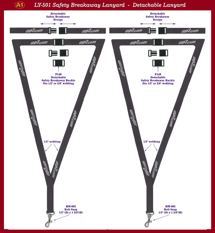 LY-501 The Easy Break away Lanyard and Detachable Safety Lanyard