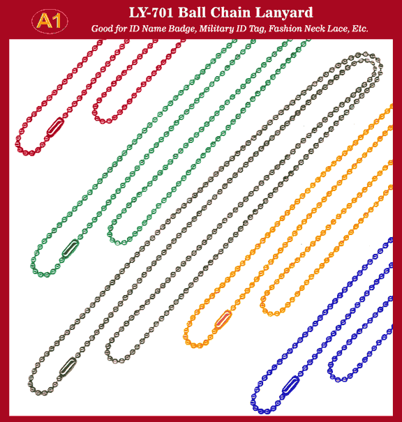 A1 Lanyard: Beaded Chain, Ball Chain, Neck Chains, ID Tag lanyards Series