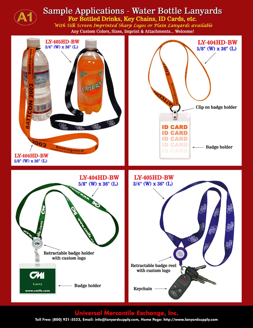 Sports Lanyard: Bottled Water Lanyard, Water Bottle Lanyards with Rubber Rings