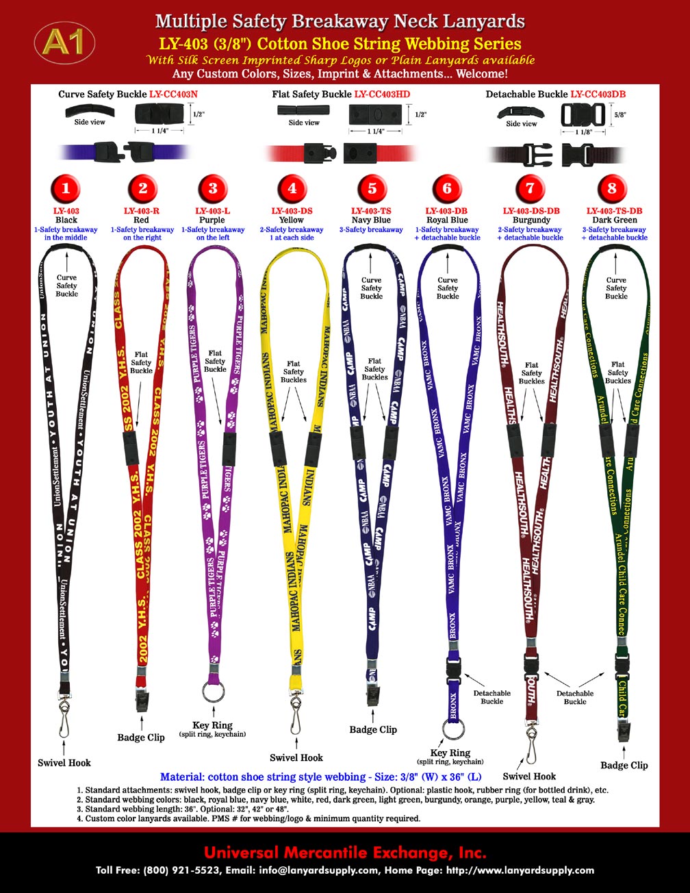 Safety Lanyards: LY-403 Multiple Safety Breakaway Neck Lanyards