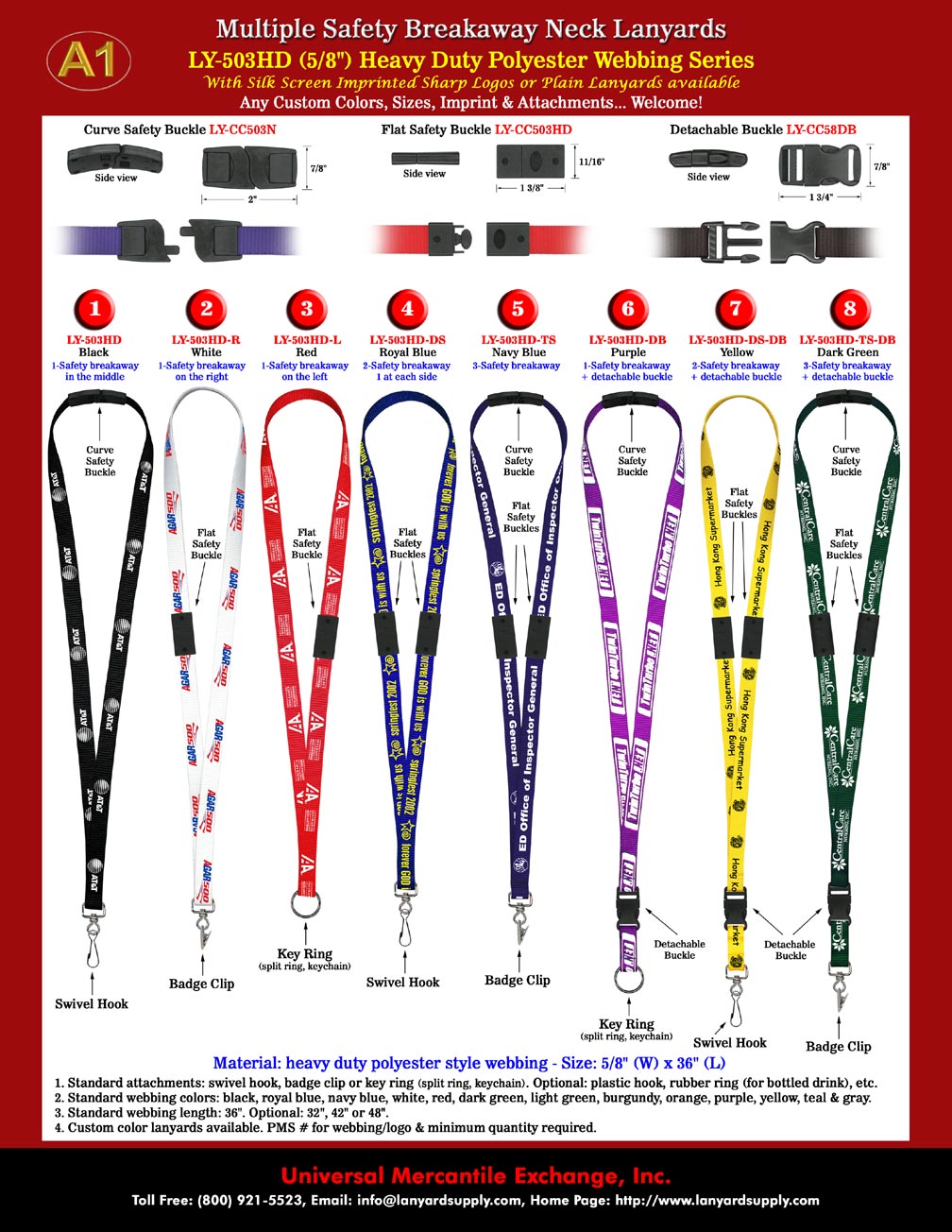 Custom Logo Imprinted Safety Lanyards: LY-503HD Multiple Safety Break Away Neck Lanyards