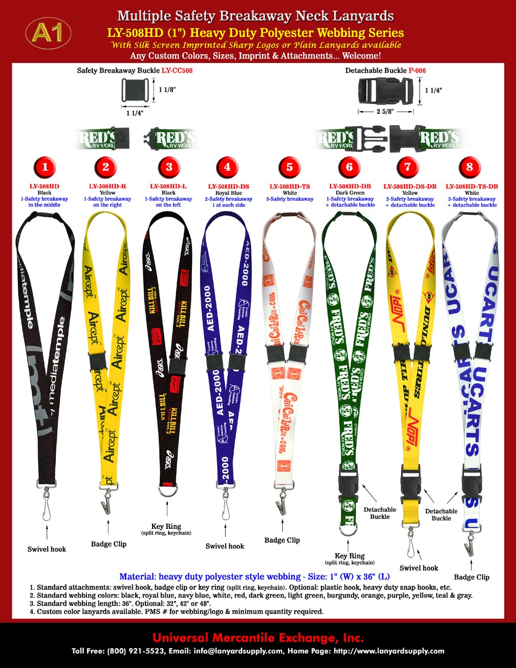 Multi-Safety Custom Lanyards, Custom Safety Lanyards, Custom Imprinted Lanyards, Custom Printed Lanyard Supply