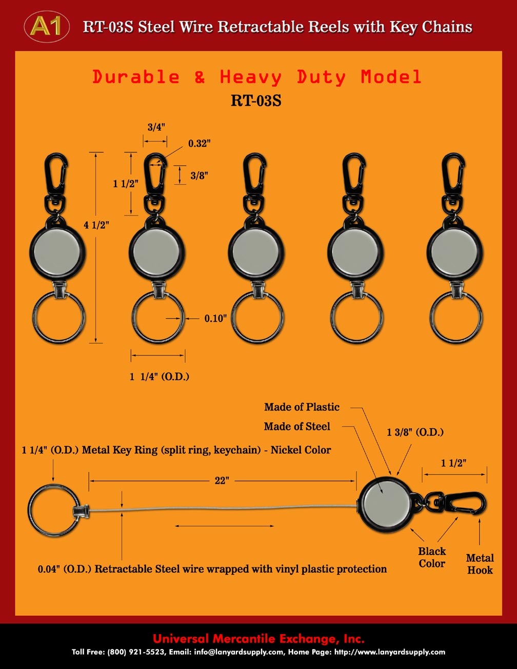 metal retractgable reels: Heavy Duty Seteel Wire RT-03S Retractable Reel