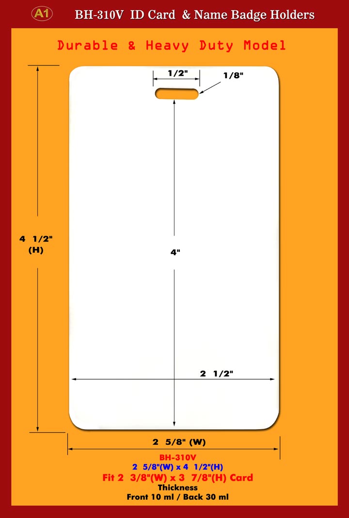 A1 Durable and Heavy Duty 2 3/8"(w)x3 7/8"(h) ID Badge Holder