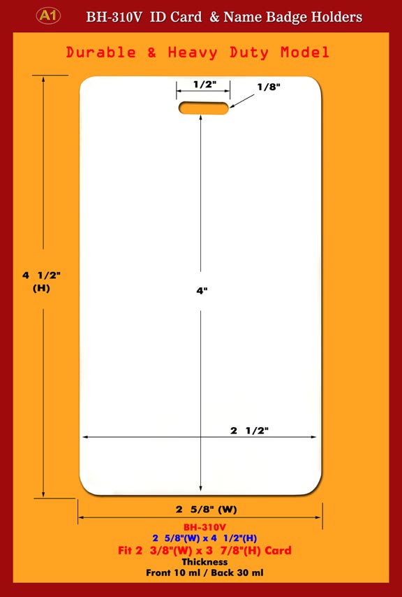 Durable and Heavy Duty 2 3/8"(w)x3 7/8"(h) ID Badge Holders