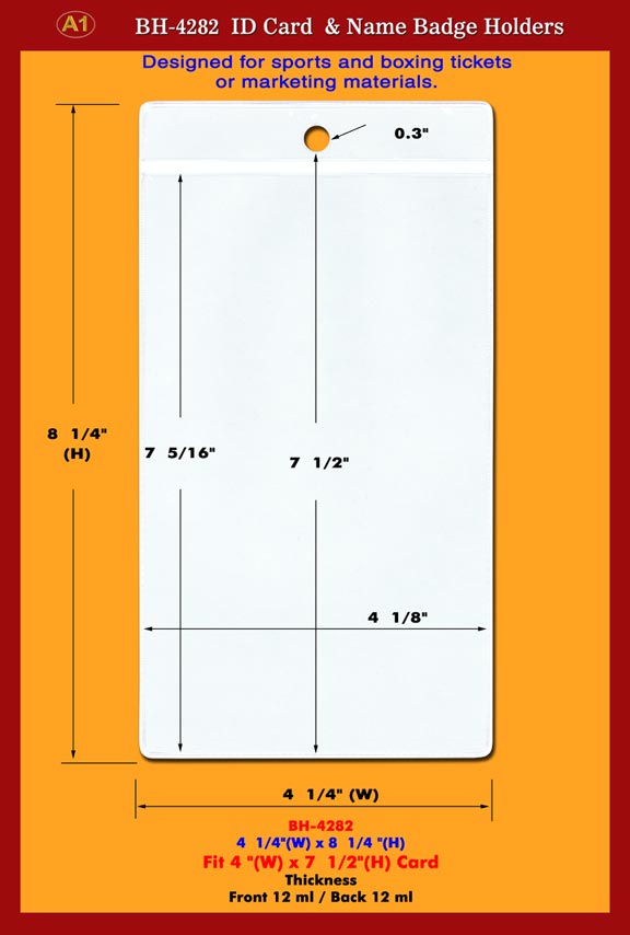 4x8 Boxing or Sports Ticket Badge Holders, Big-Size Badge Holders Supply
