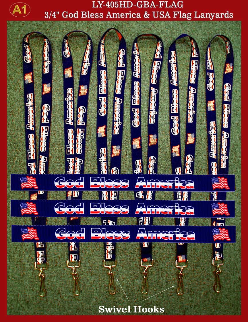 USA Flag & God Bless America Custom Logo lanyard